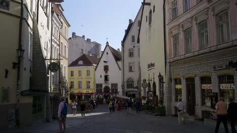 beautiful medieval street in old town of tallinn, estonia
