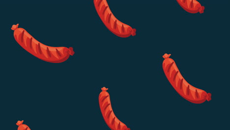 delicious sausages grilled pattern animation