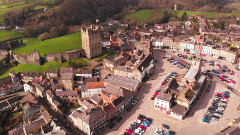 richmond village in england river and castle drone shot