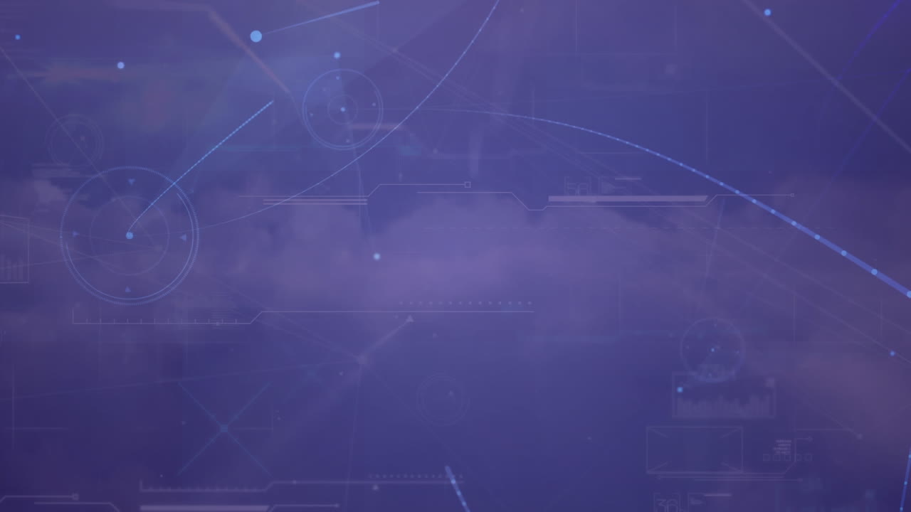 animación de redes de conexiones a través de nubes