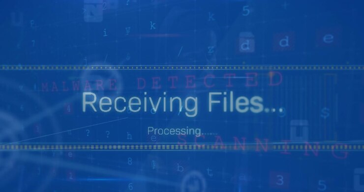 Animation af tekst om modtagelse af filer og databehandling