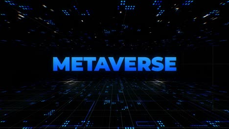 el título de la palabra metaverso se mueve con una red cibernética digital en un entorno futurista de fondo.