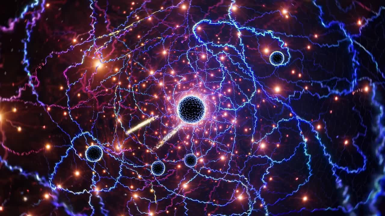 Abstract glowing atomic structure