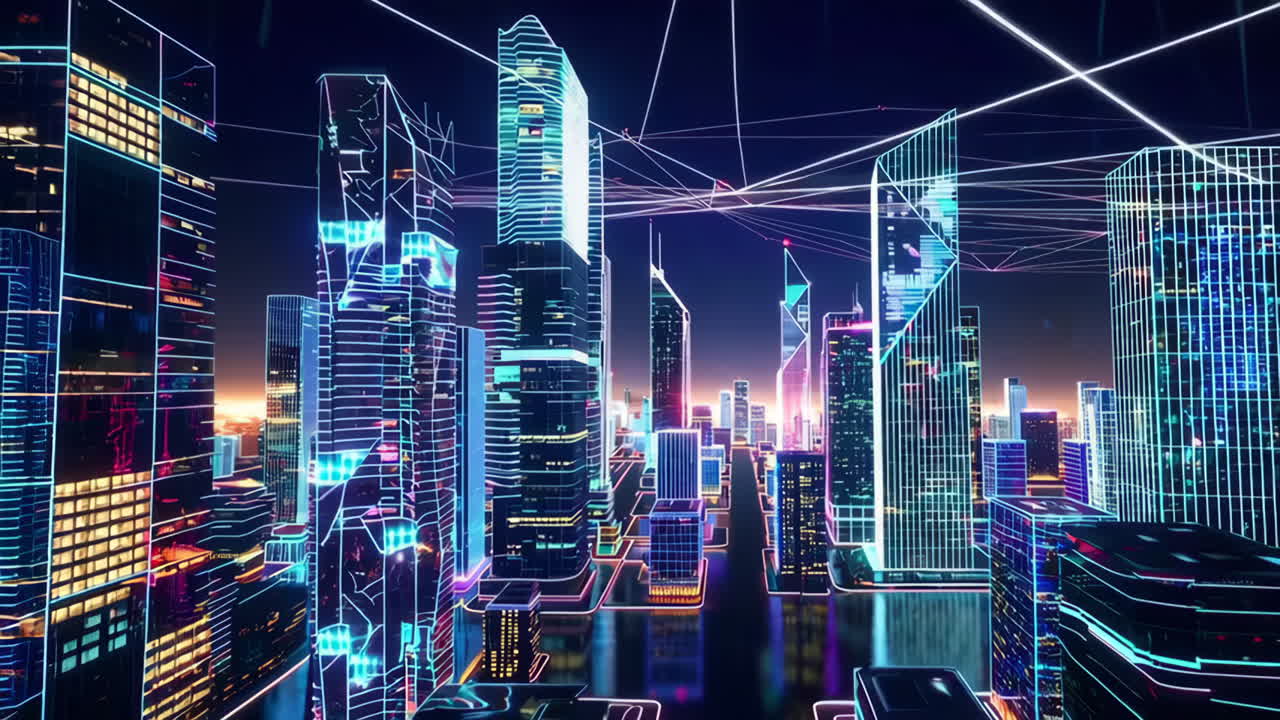 ciudad cyberpunk futurista por la noche