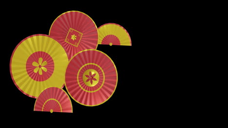 animation of chinese red and gold floral pattern on black background