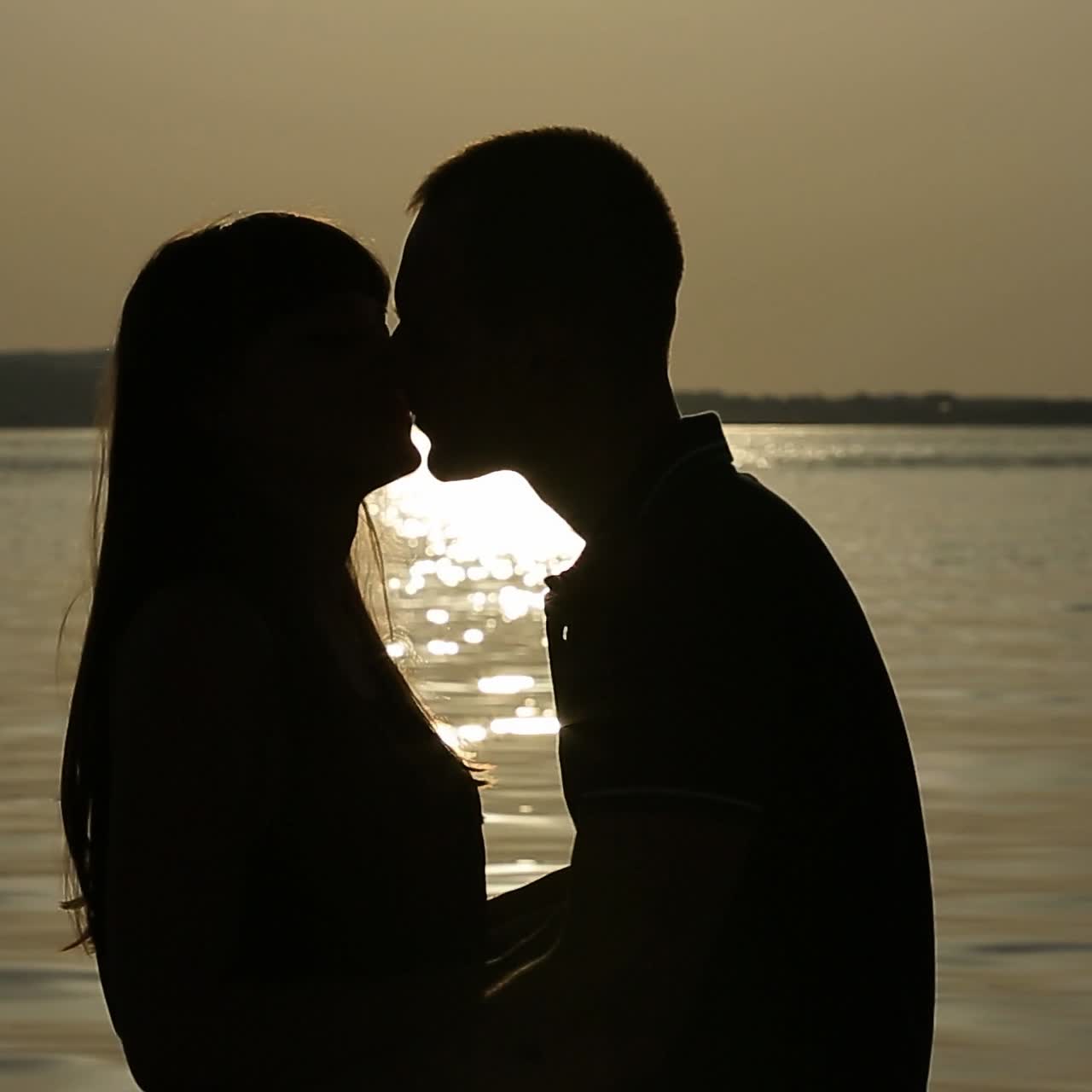 Silhouette of romantic couple