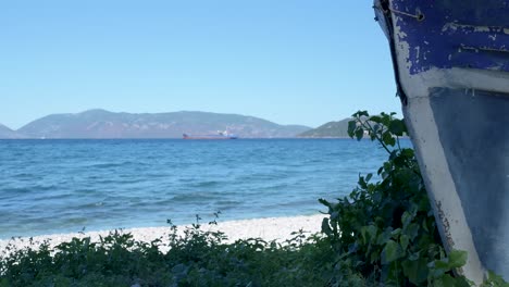 coastal scene with old boat