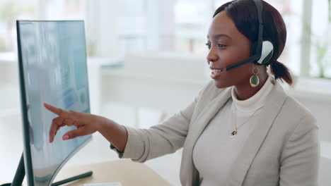 Auriculares,-Centro-De-Llamadas-Y-Cliente-Mujer-Negra