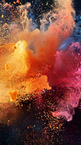 a colorful explosion of smoke and dust. the colors are bright and vibrant, creating a sense of energy and excitement. the image is dynamic and visually striking, drawing the viewer's attention