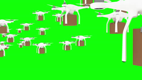 imagen generada digitalmente de drones que llevan una caja de cartón