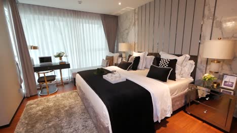 black and white modern style bedroom interior