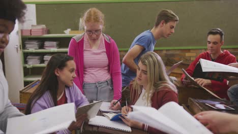 students working together in high school class