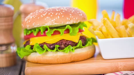 tasty and appetizing hamburger cheeseburger