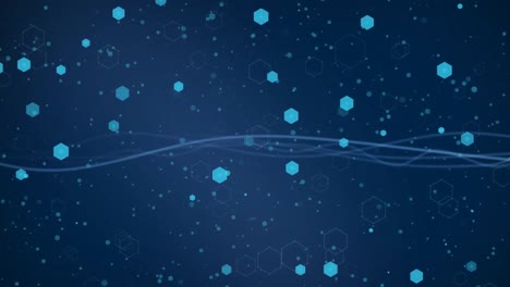 animación de formas y líneas sobre fondo azul