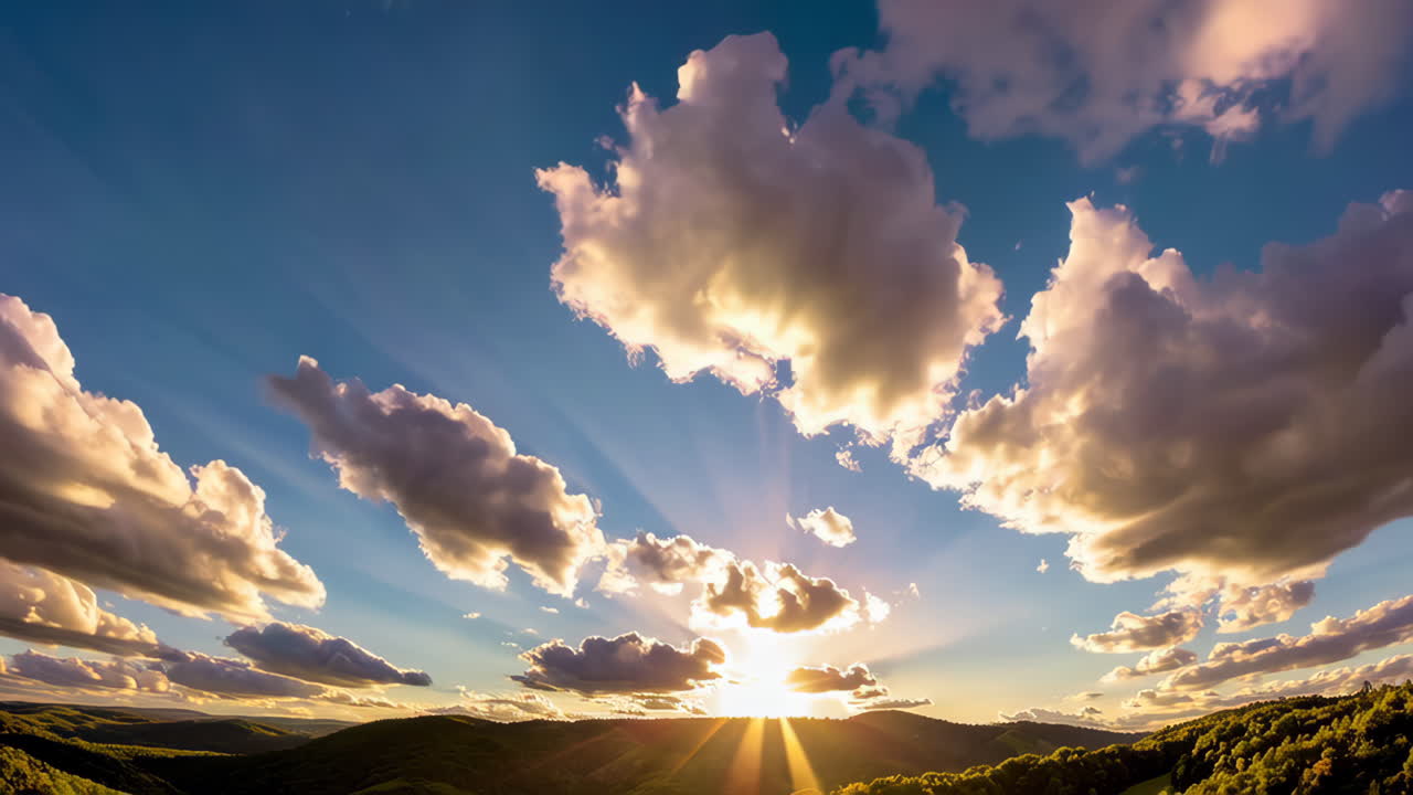 산 위에 해가 지는 것