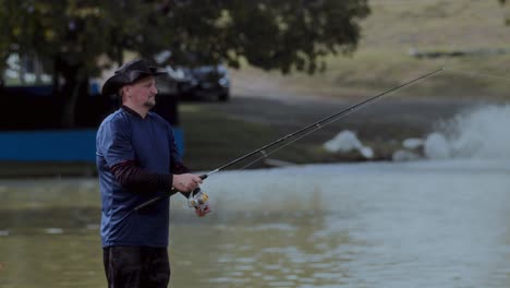 man fishing in a lake