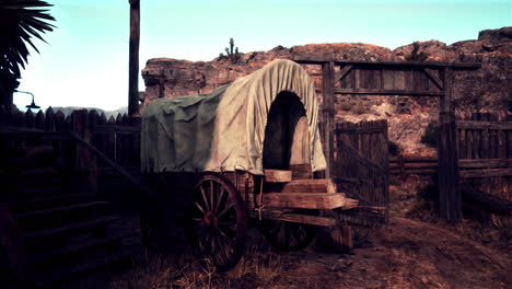 covered wagon in a western setting