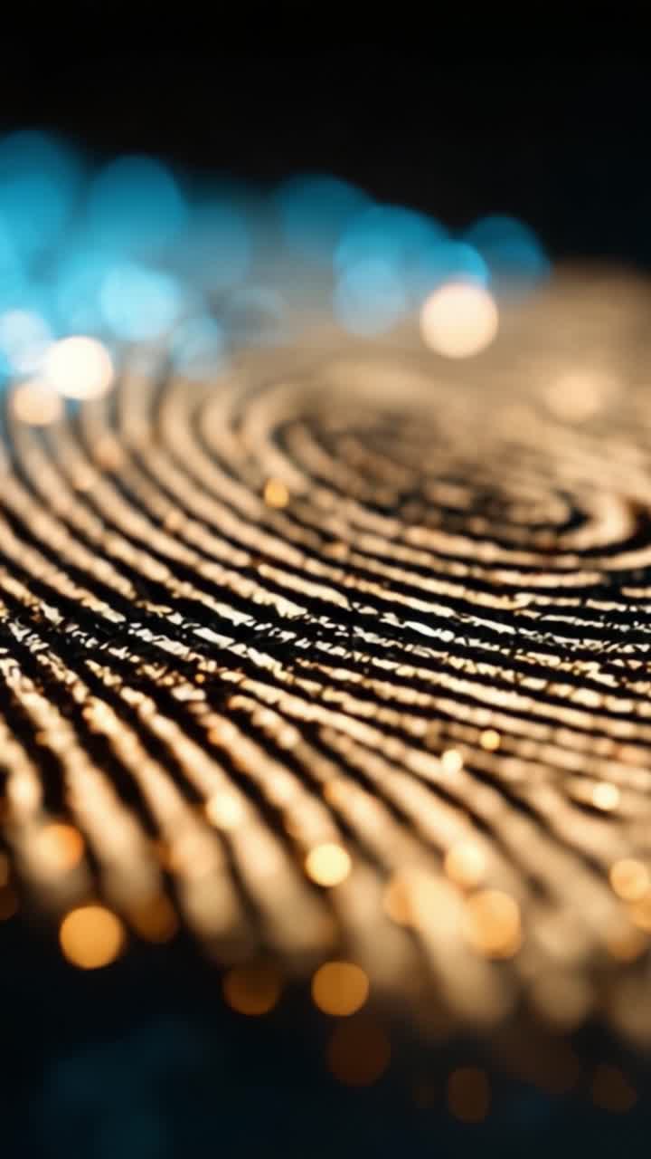 Foto Jarak Dekat Abstrak Pola Sidik Jari Rumit yang Disorot oleh Efek Bokeh Memukau, Menciptakan Tampilan Visual Detail dan Tekstur yang Memukau