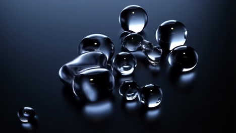 abstract reflections: water droplets on dark surface