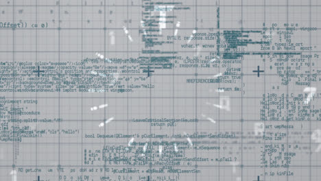 animación de números y alfabetos en el procesamiento de datos a través de una interfaz digital con patrón de cuadrícula