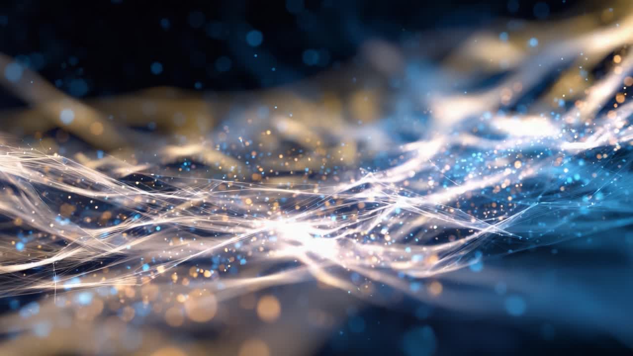 A Stunning Display of Twinkling Lights and Flowing Particles in a Dreamlike Abstract Scene, Creating a Captivating Visual Experience With a Blending of Colors and Ethereal Movements in Harmony
