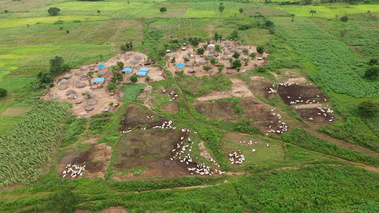 An Ariel shoot of rural cummunity with so many hut house