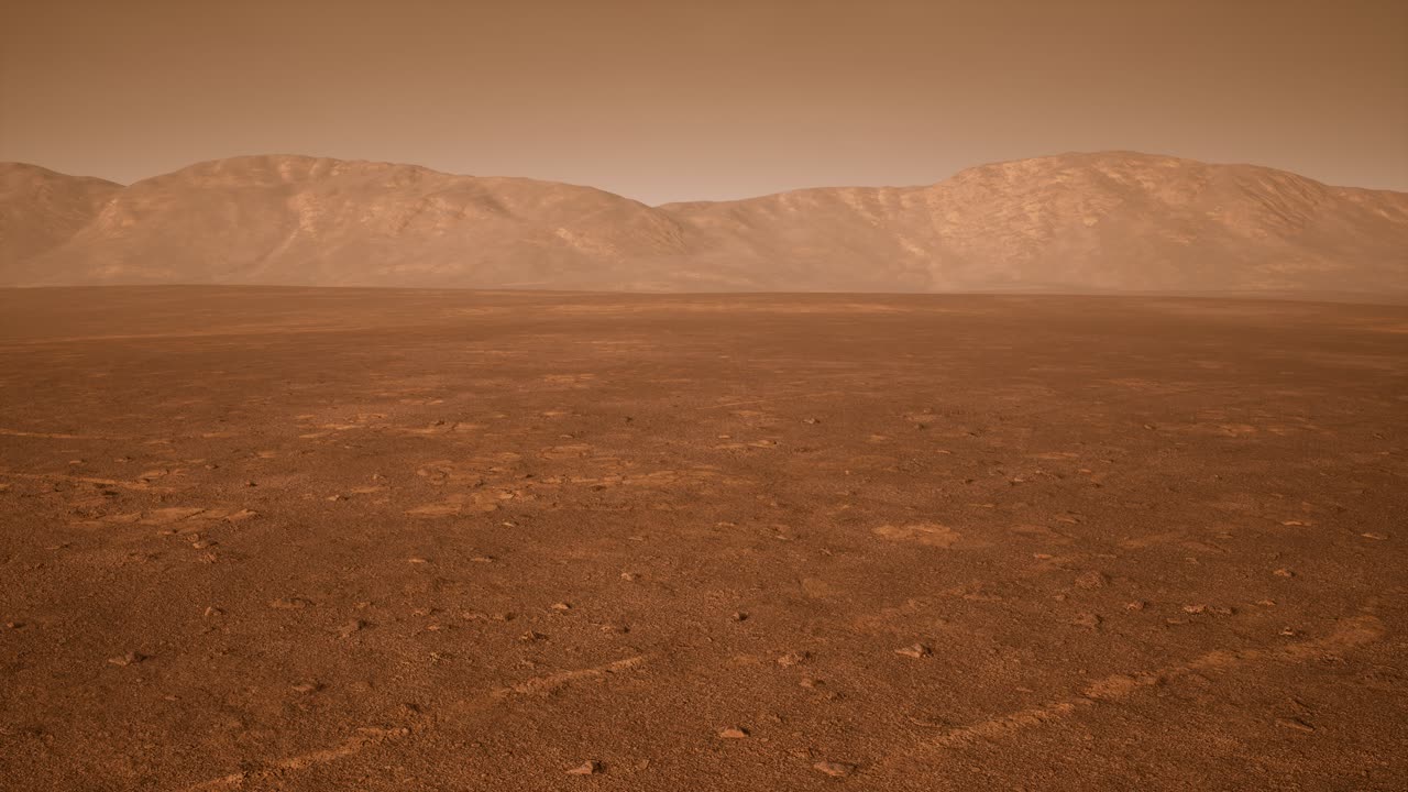 Fantastico paesaggio marziano in tonalità arancioni arrugginite