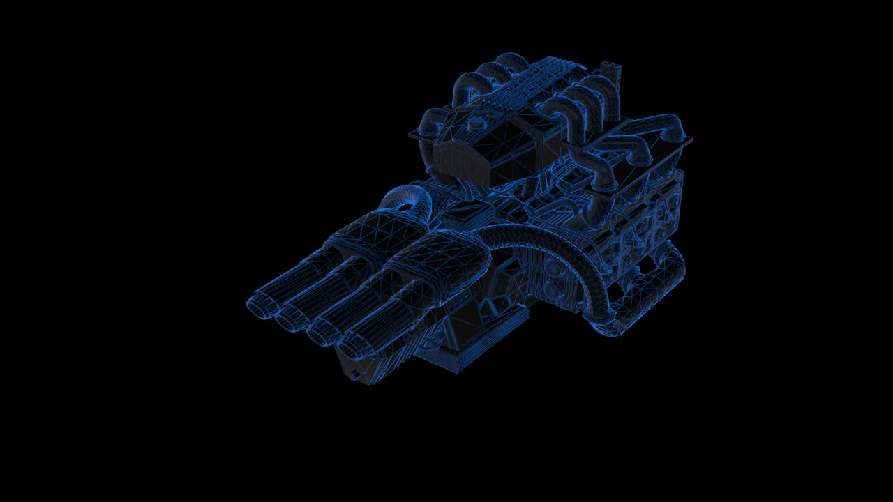 Wireframe of a Car Engine