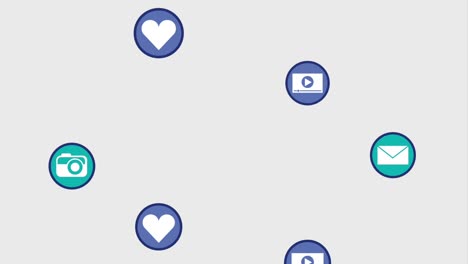 social media love camera email video player spinning