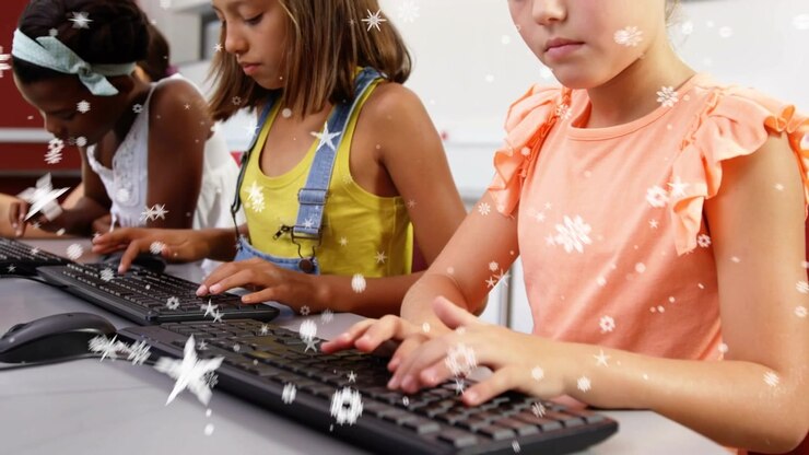 Animated math formulas depict global ed-tech connections in a digital video.