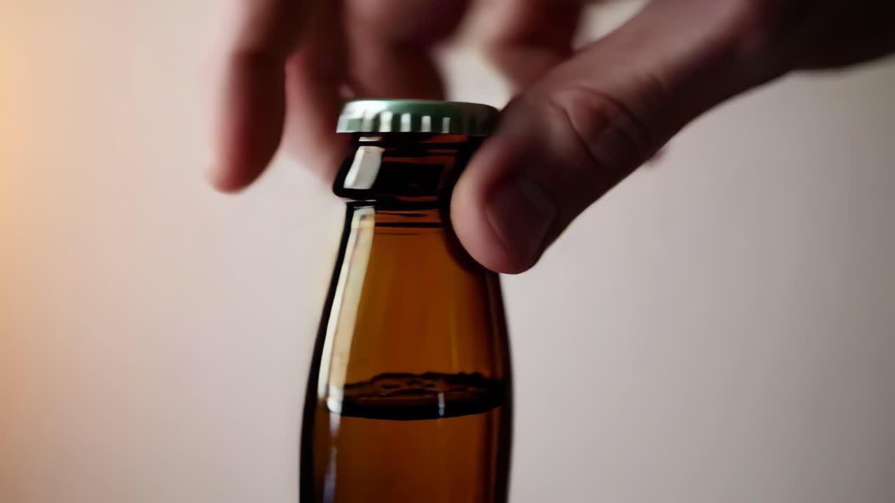 abriendo una botella de cerveza