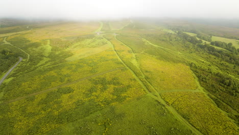 misty highland landscape from above