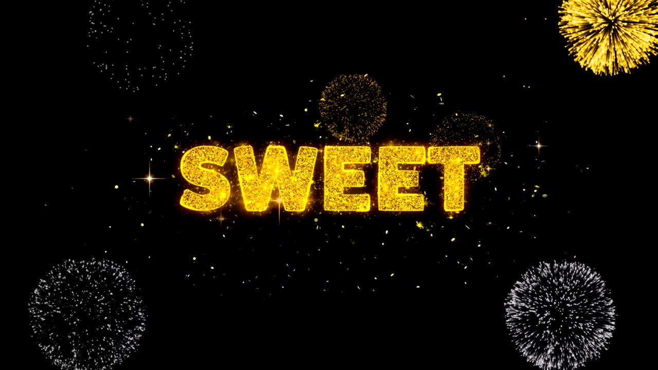 달한 텍스트는 반이는 황금 입자 불꽃놀이에 나타납니다.