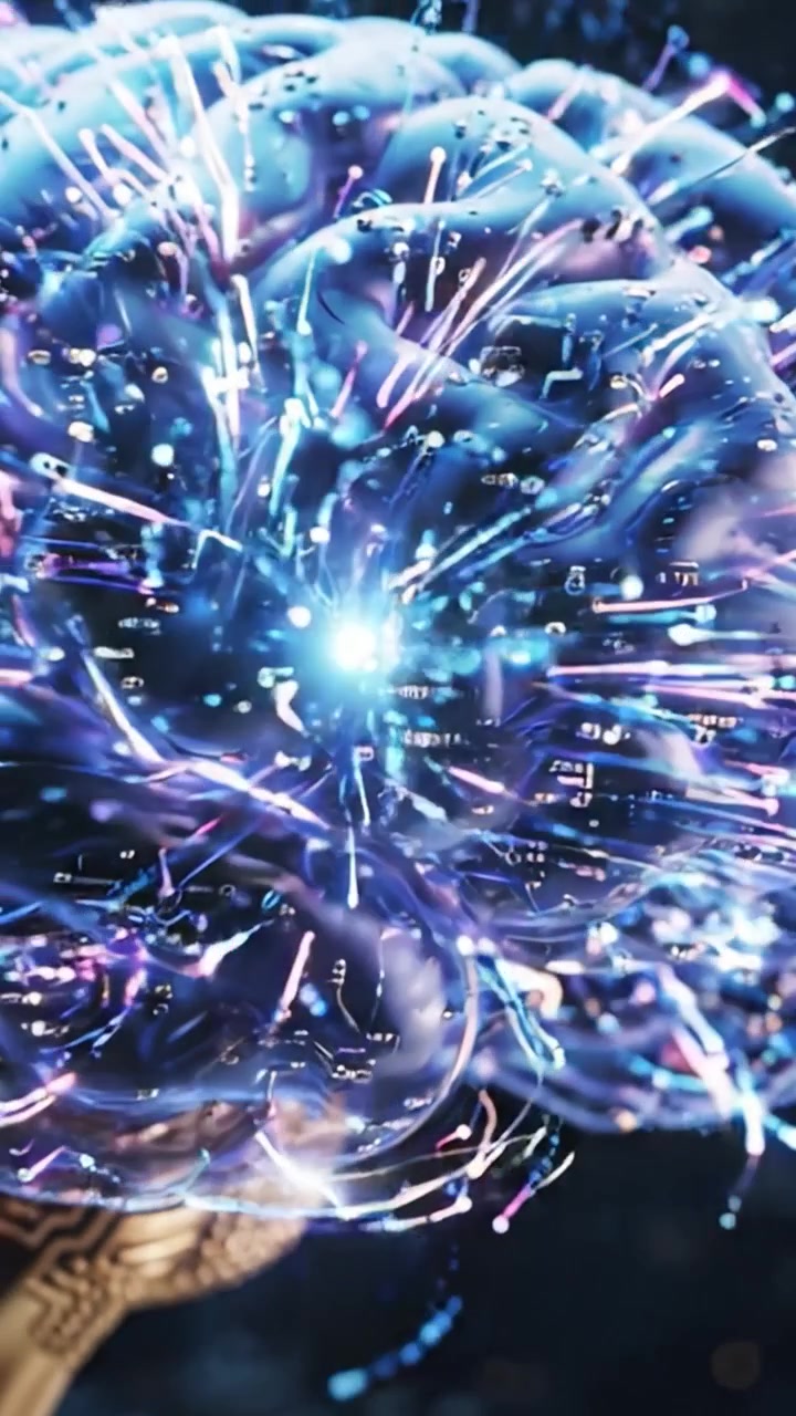 A Stunning Visual Journey Through the Evolution of Neural Activity: From a Vibrant Purple Glow to a Bright Ethereal White, Illustrating the Brain's Dynamic Nature and Consciousness