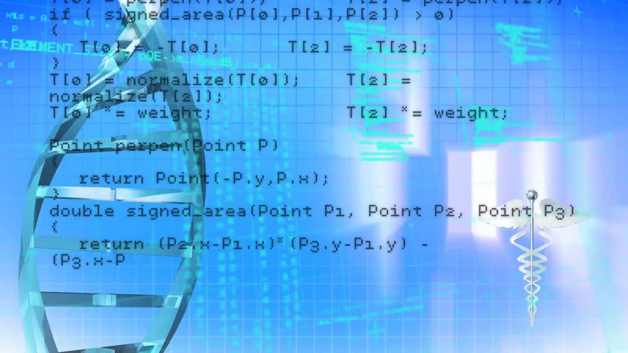 animación de cadenas de adn y procesamiento de datos científicos