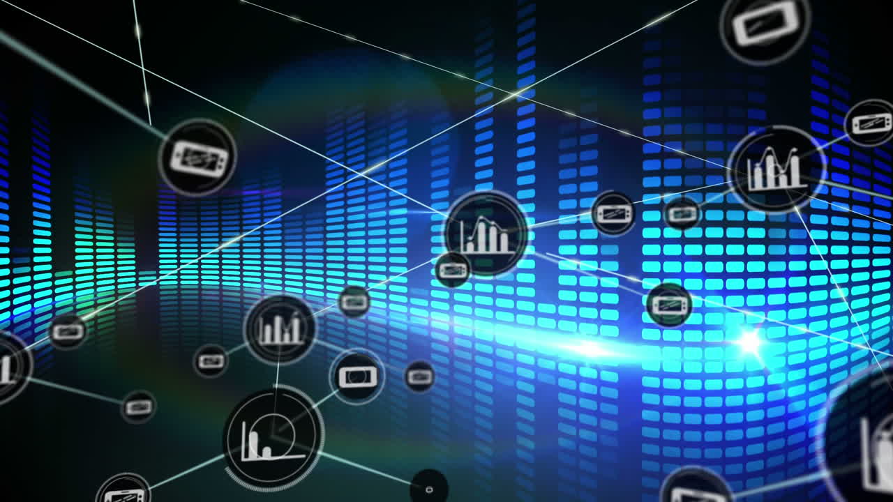 conectores que se mueven en un fondo digital negro