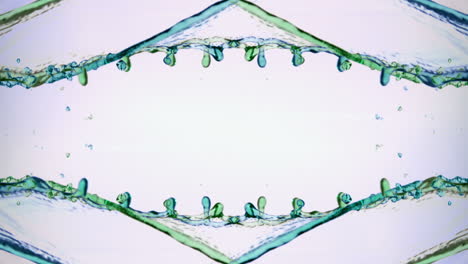 agua verde y azul salpicando sobre un fondo blanco
