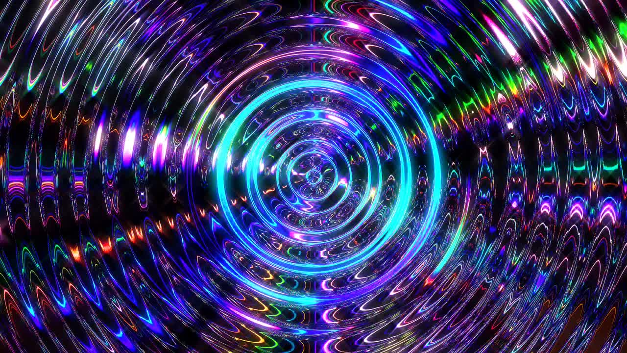 line wave motion, colorful, on a black background