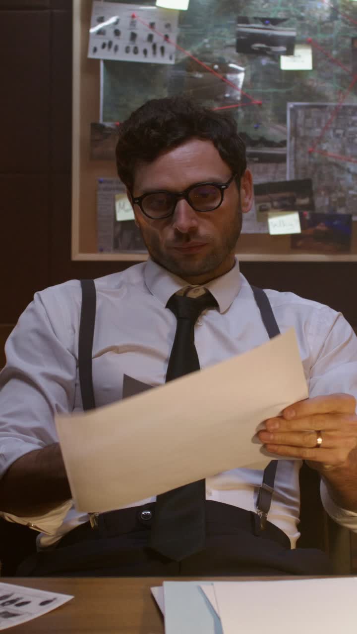 Detective reviewing evidence