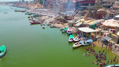 AERIAL-view-of-Ganga-river-and-Ghats-in-Varanasi-India