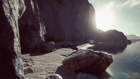 coastal sunrise/sunset by rocky cliffs