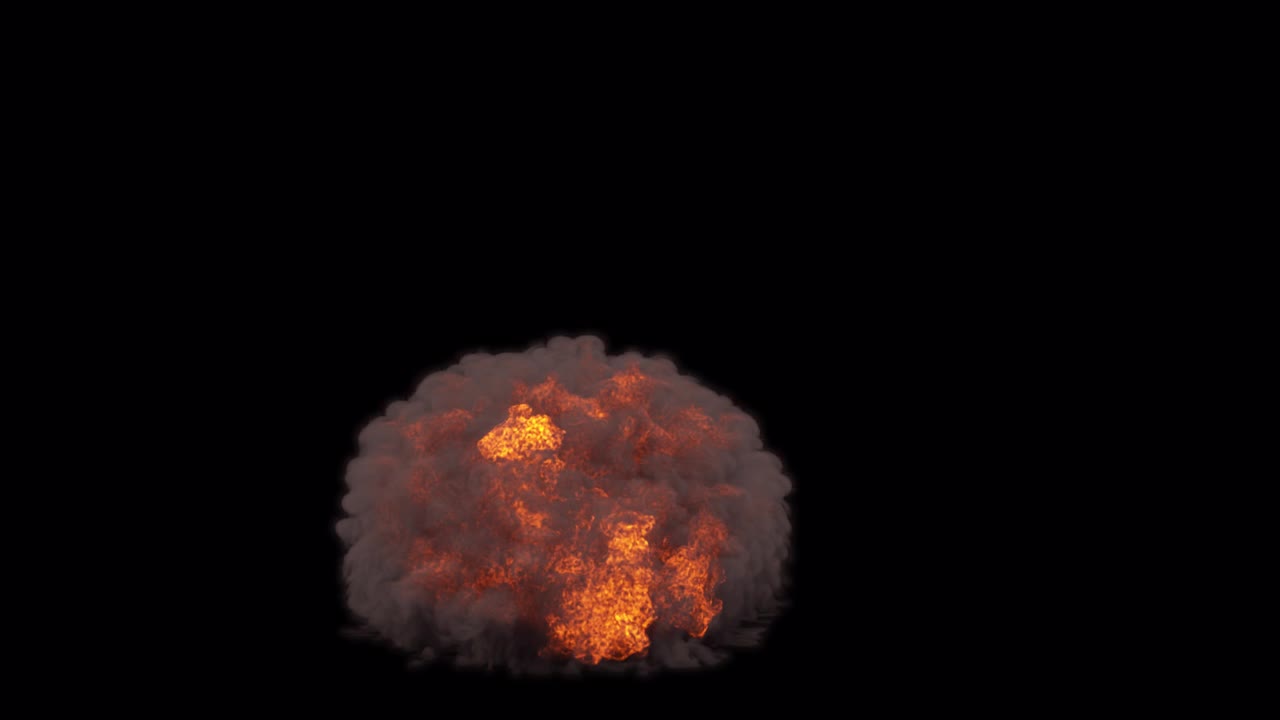 Dark smoke explosion on transparent background
