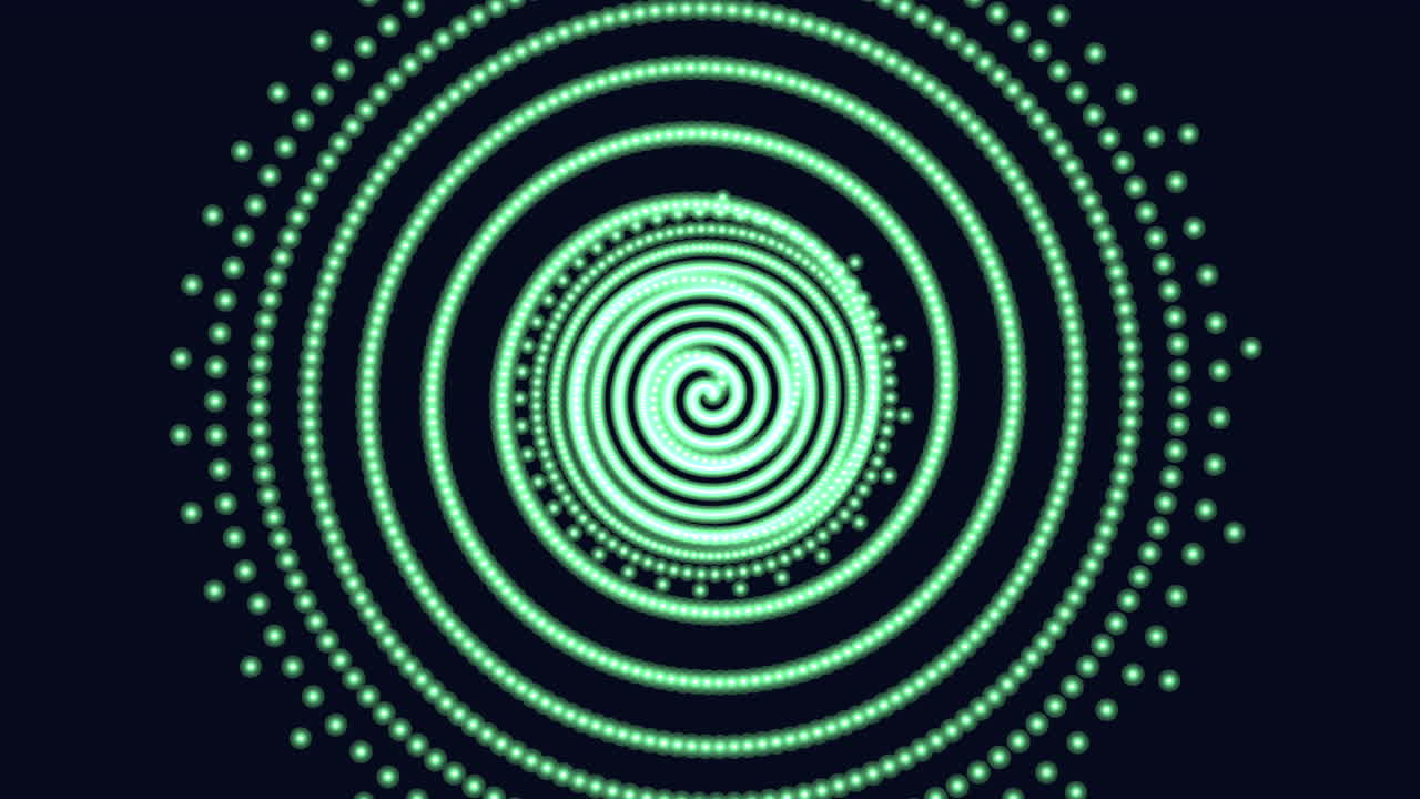 esfera espiral futurista con destellos de neón y líneas en la galaxia negra