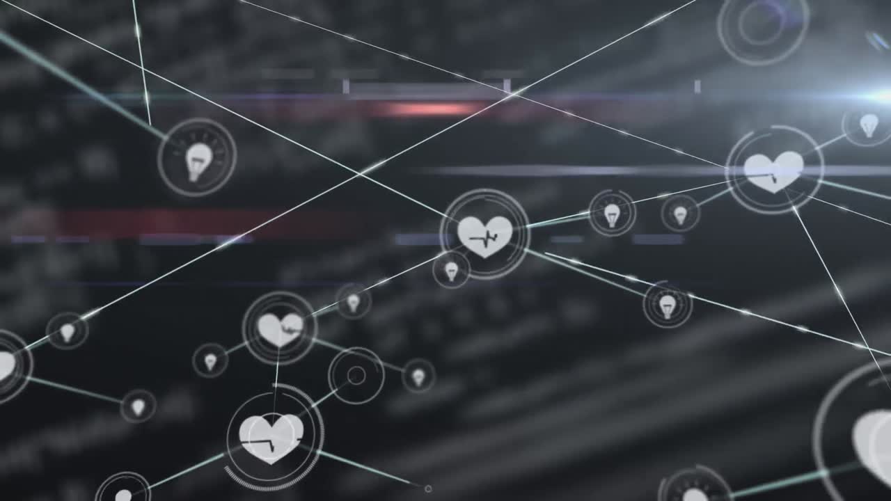 conectores que se mueven en un fondo digital negro