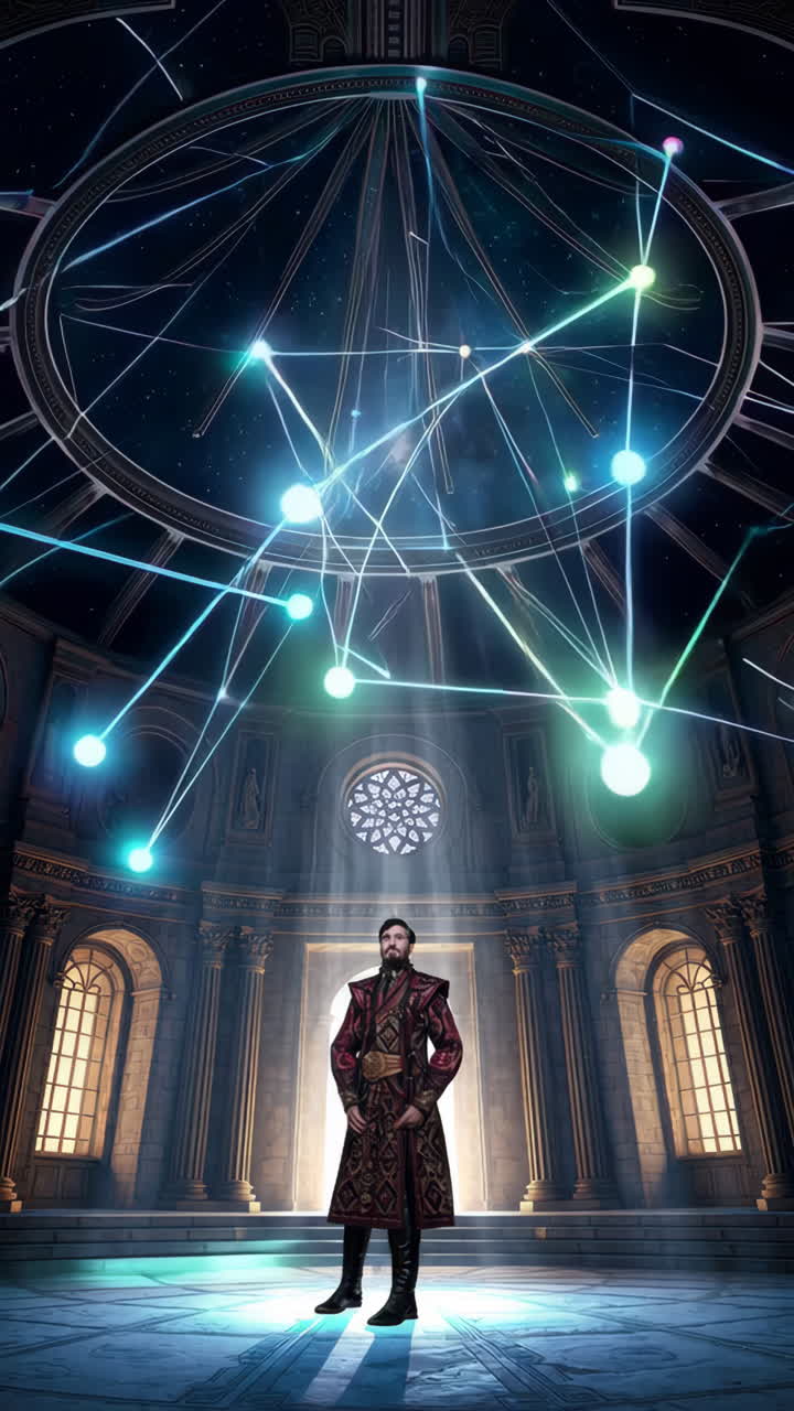 A Regal Figure Amidst a Cosmic Palace