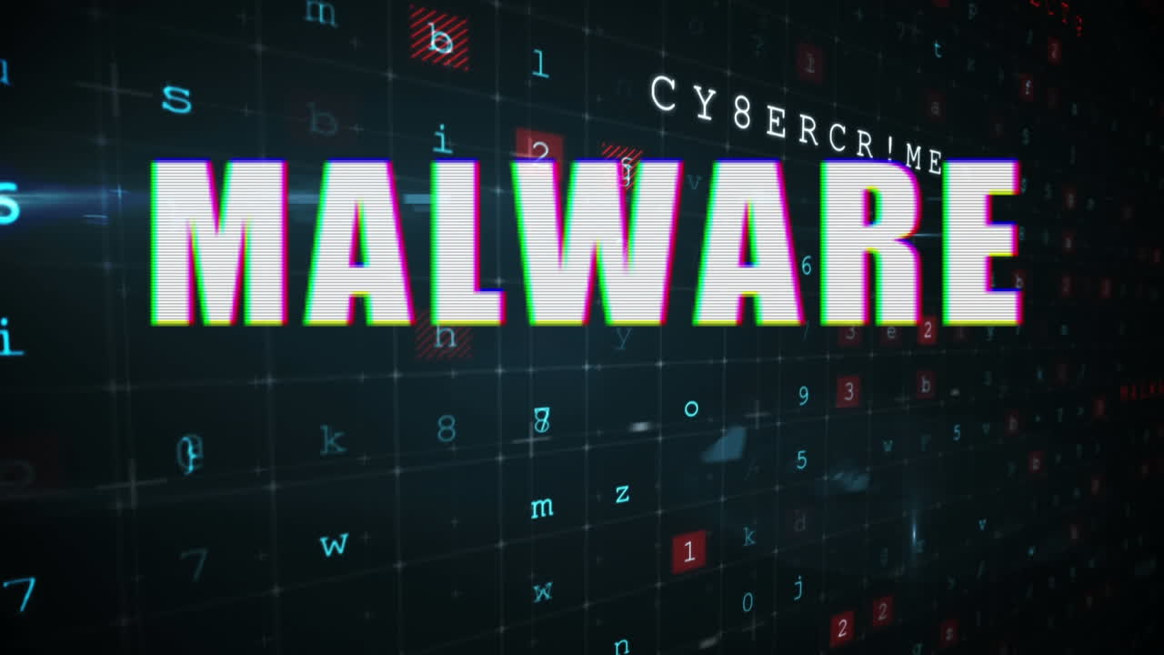 palabra de malware con fondo de seguridad digital