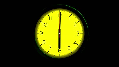 clock timelapse looping 12 hours - clock - wall clock - minimal abstract motion 3d rendering clock time concept time lapse hours - clock time lapse - clock time lapse loopable - 12 hours timelapse - yellow color clock loop - black background - clock time