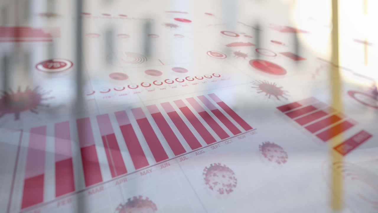 composición digital del procesamiento de datos estadísticos de covid-19 frente a la vista del tráfico de la ciudad