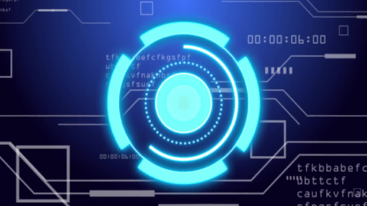 animación del alcance, codificación binaria y procesamiento de datos sobre fondo negro