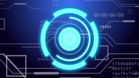 animación del alcance, codificación binaria y procesamiento de datos sobre fondo negro